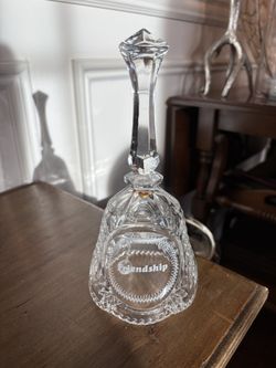 Vintage Artmark 24% Lead Crystal "Friendship" Bell- perfect condition! 8” tall.
