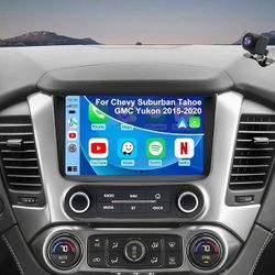 Car Radio Stereo GMC Yukon Chevrolet Chevy Tahoe Suburban 2015 2016 2017 2018 2019 2020, Wireless CarPlay Android Auto, 9” Touch Screen Backup Camera