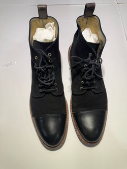 Taft Black Suede and Leather Cap-Toe Lace-Up Boots