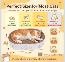 2-in-1 Oval Cat Scratcher Bed, Cardboard Lounger Scratch Pad Bowl