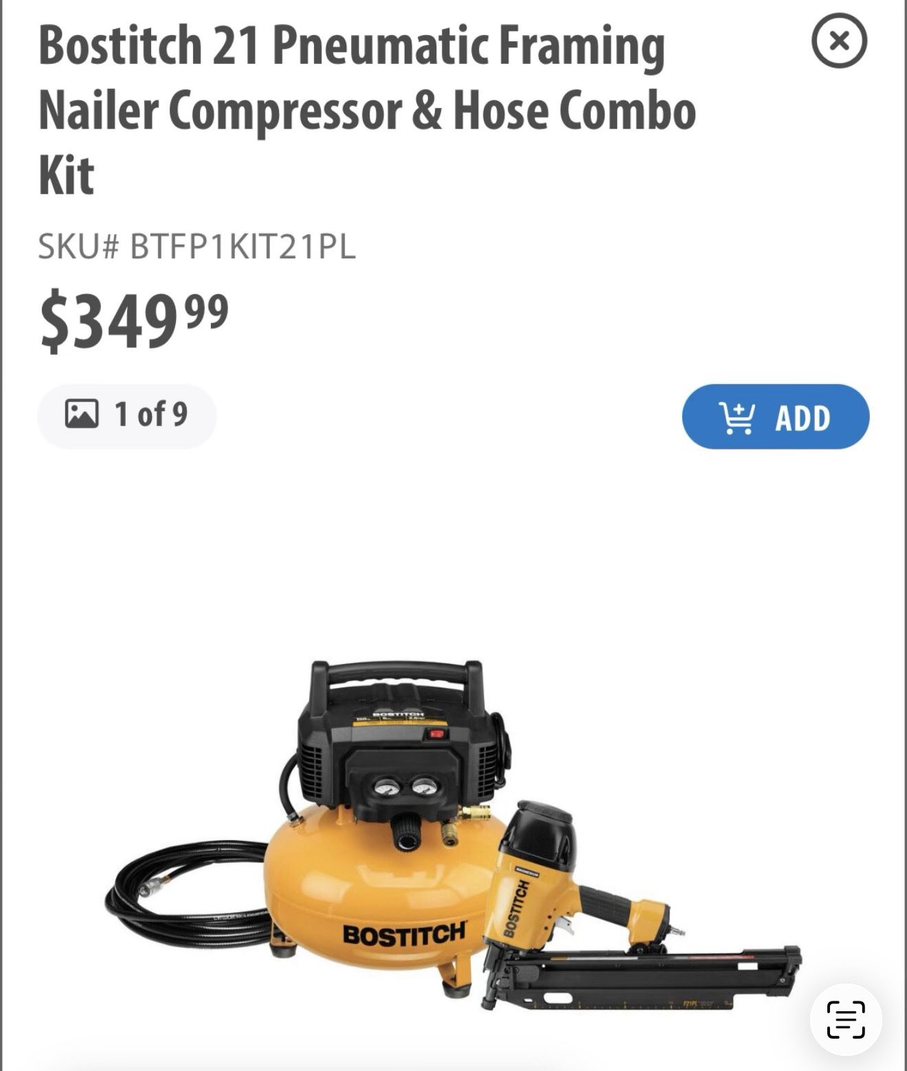 Framing Nailer Compressor & Hose