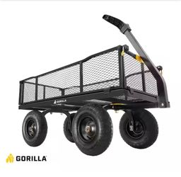 GORILLA CART 1,200 Ib. Heavy-Duty Steel Utility Garden Cart, 6 cu. ft. Capacity, 13 in. Pneumatic Wheels, 2-in-1 Pull or Tow Handle