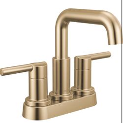 Delta Faucet Nicoli Centerset Bathroom Faucet, Champagne Bronze 2-Handle Bathroom Faucet, Delta Bathroom Sink Faucet, Gold 3-Hole Bathroom Faucet, Cha