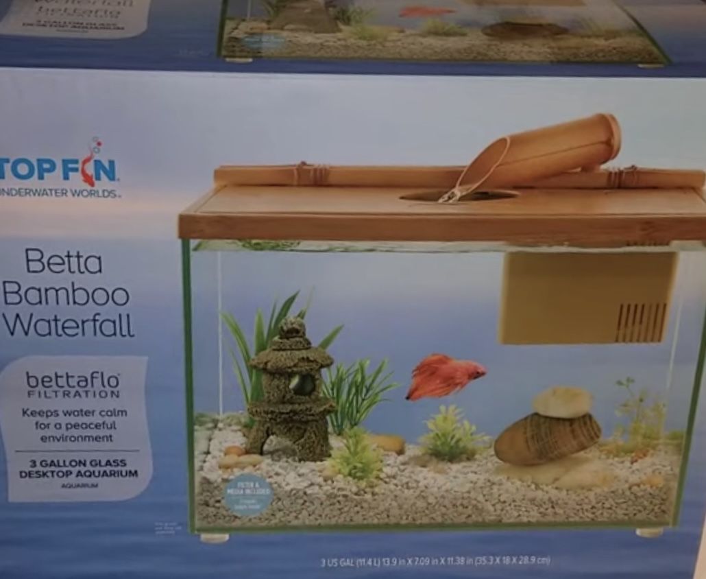 Top Fin Bamboo Waterfall Fish Tank, 3 Gallon