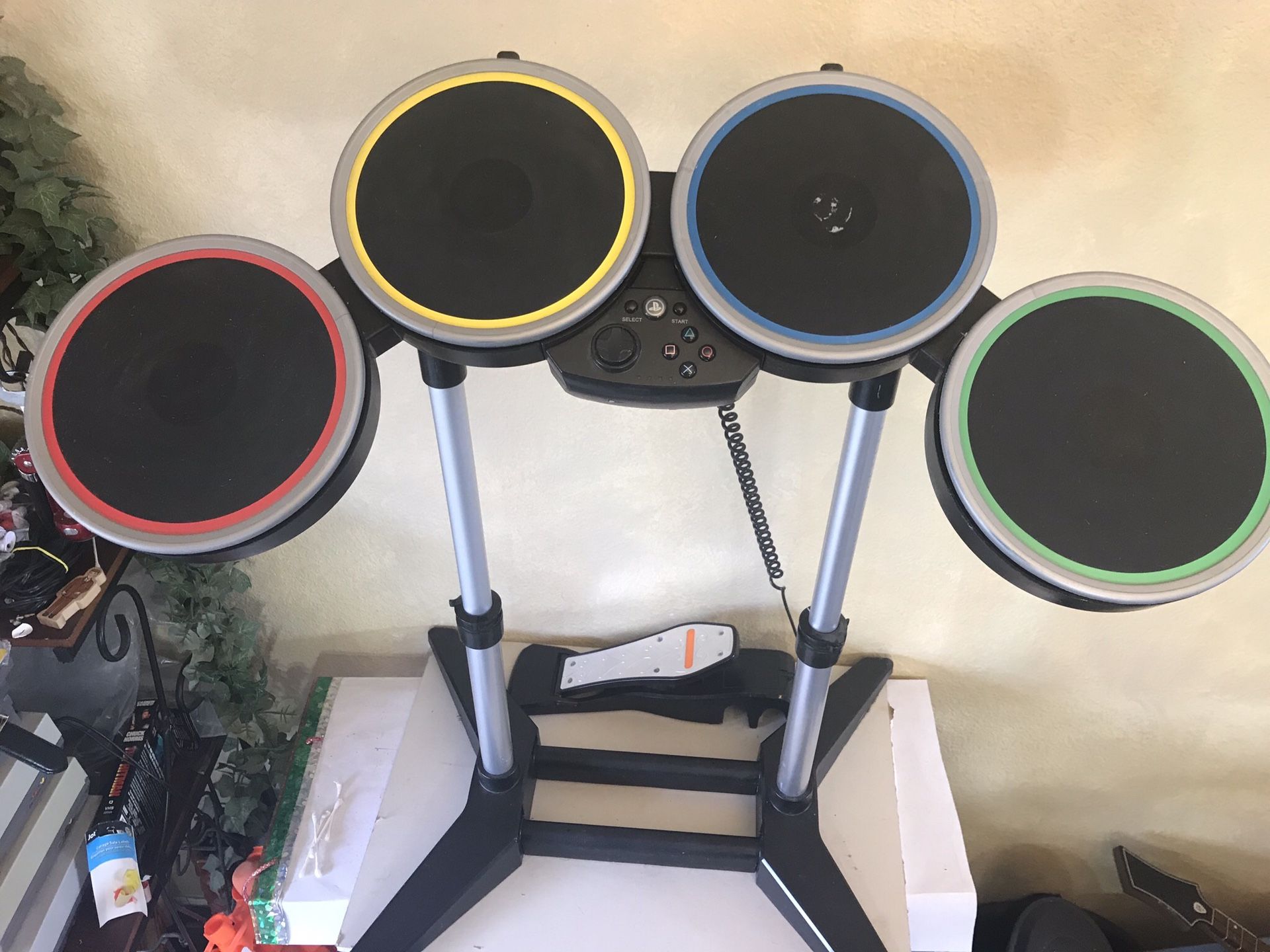 Rock Band Harmonix PS2 PS3 PS4 Wireless Drum Set PSDMS2 w/ Foot Pedal