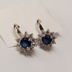 Sapphires Earrings With French Backs Sterling 