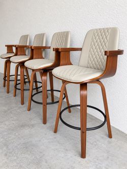 Taupe Swivel Stools ā Counter Height ā Mid Century Modern ā Brand New!