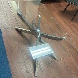 Brand New Modern Glass & Silver Coffee Table 