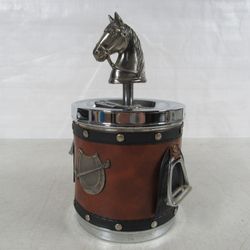 Equestrian Polo Vintage 60's/70's Horse Head & Saddle Ashtray Bucket
