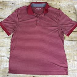 Croft & Barrow Mens Size Large Red Shirt Striped Polo Golf Short Sleeve