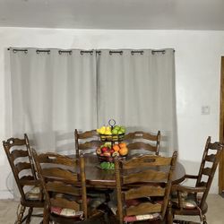 Comedor De MADERA SOLIDA CON Extensiones Y 6 Sillas 