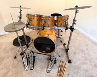 All maple 6 piece complete drum set by Peace Zildjian new quiet cymbals stands hihat cage new throne PDP double pedal & 2 leg hihat $675 cash  in Upla