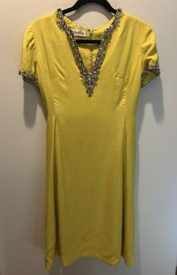 Christian Dior Vintage Embellished Yellow Dress
