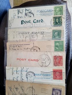 Collectable Vintage U.S. postage Stamps On Original Postcards.