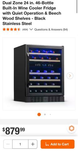 Dual Zone 24 in. 46-Bottle Built-In Wine Cooler Fridge with Quiet Operation & Beech Wood Shelves - B