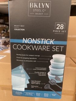 BKLYN Steel Co. 28 Pc. Non-Stick Cookware Set- Miky Way