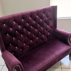 Purple Velvet Tufted Loveseat Sofa