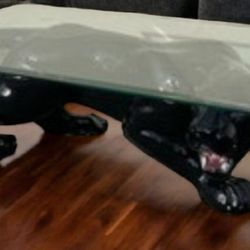 1980’s ceramic black panther coffee table. In excellent vintage condition.