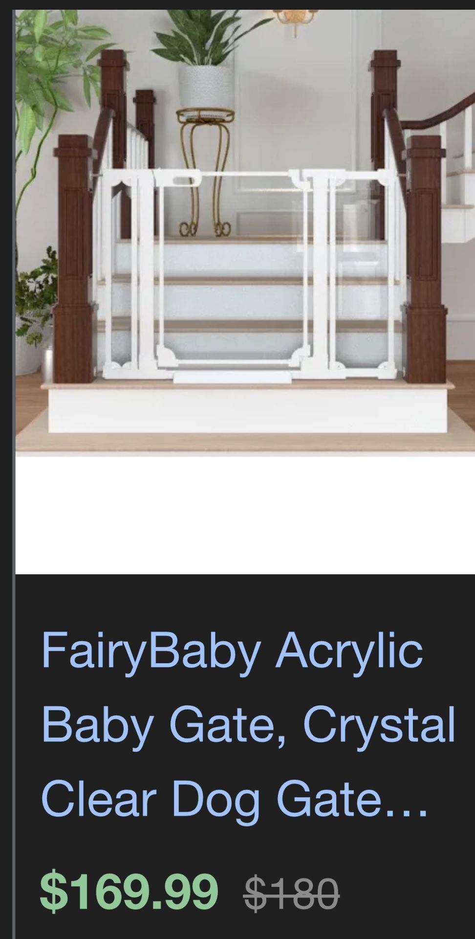 White Pressure Mounted 30” Acrylic Baby gate or Pet gate Brand new in box - never opened