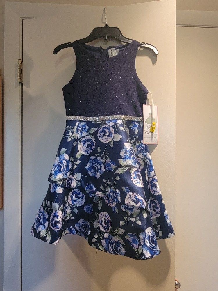 Size 8 Girl's Glittering Mikado Floral Dress 