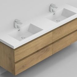 72" Wide Double Sink Floating Bathroom Cabinet
