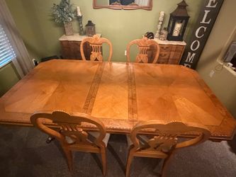 Wood Dining Table with 4 Chairs