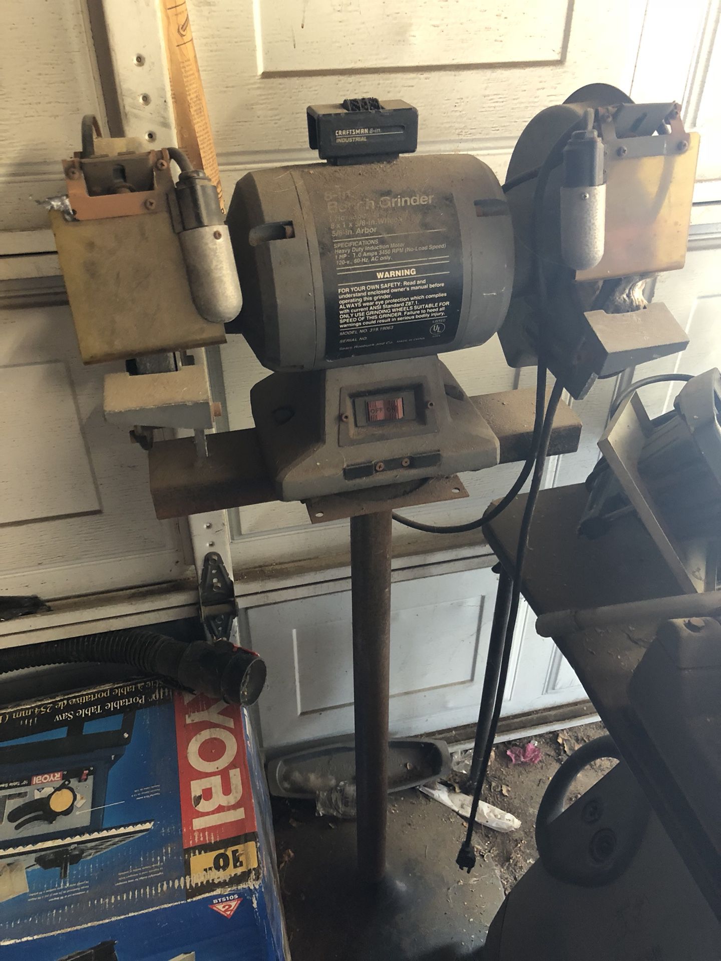 Craftsman industrial bench grinder. 1hp 8 inch wheels
