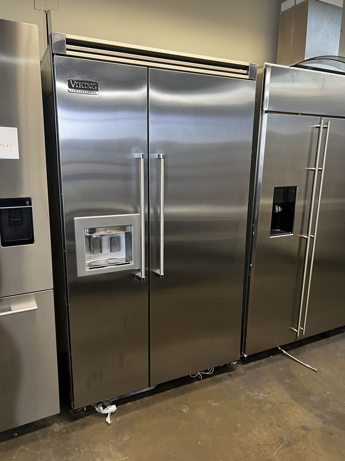 Viking 48”wide Stainless Steel Built In Refrigerator Side By Side 