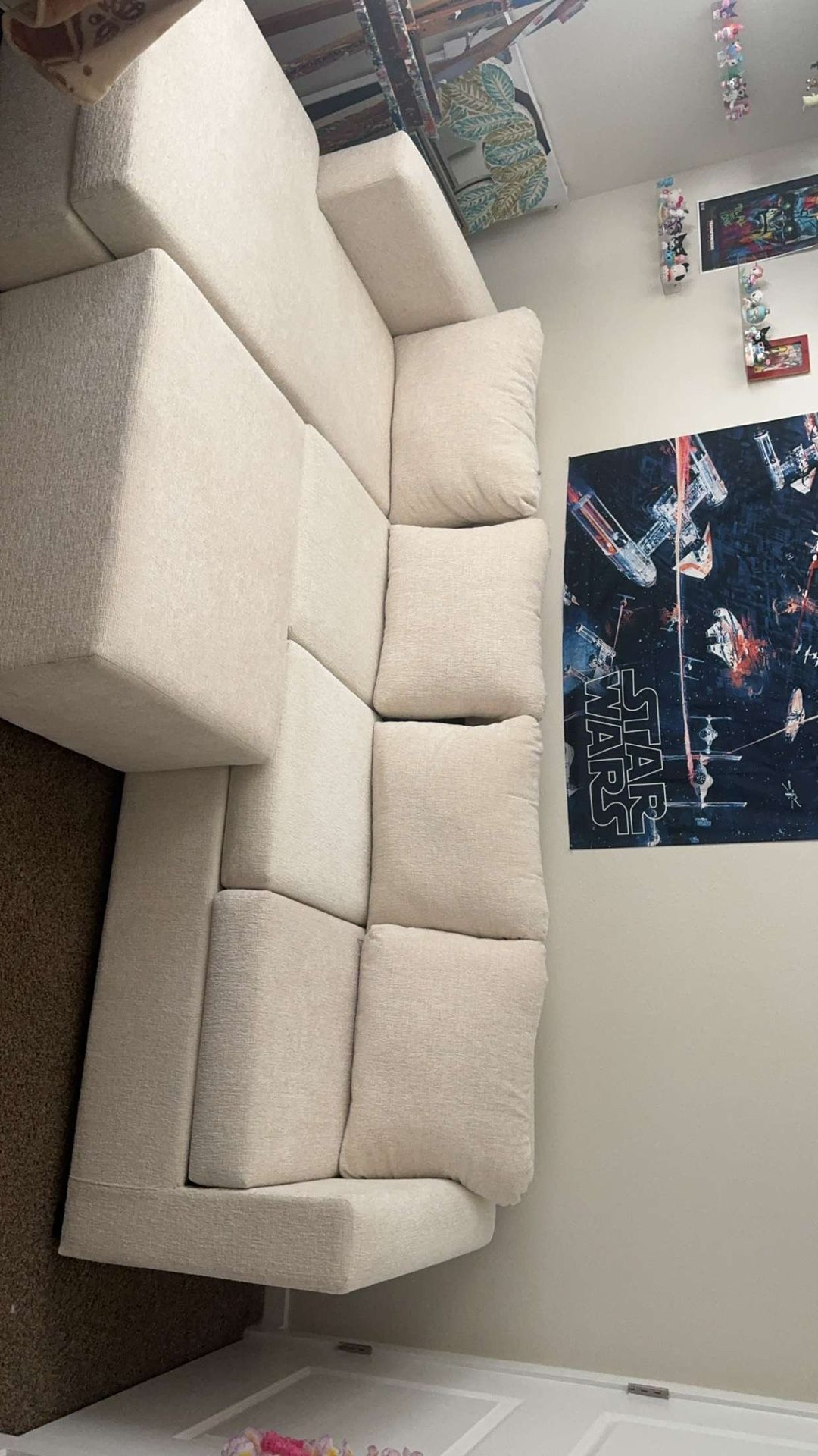 Ivory Couch With Ottoman