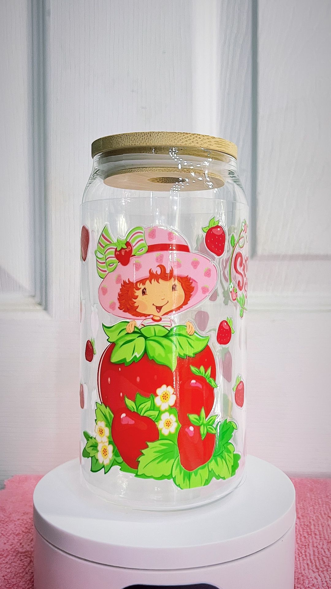 Strawberry Shortcake Glass Cup (Includes Glass Straw) 16oz