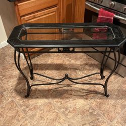 Glass And Wood Serving Stand