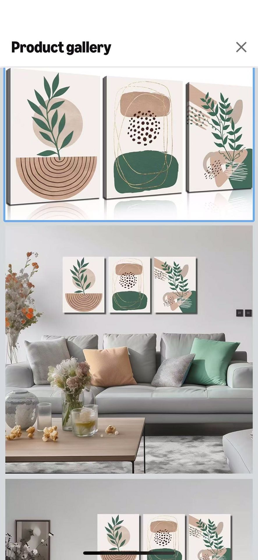 Wall Art for Living Room, Botanical Canvas Wall-Decor for Bedroom, Bohemian Minimalist Picture Prints, Size 12 x 16 Inches 3-Pieces