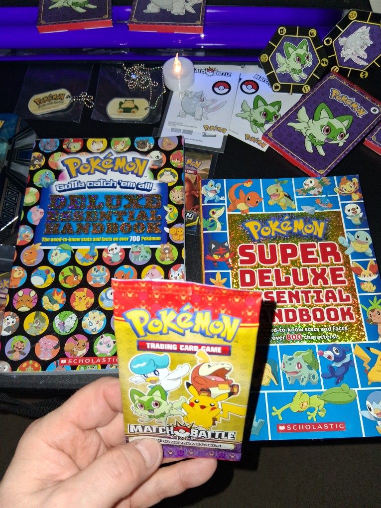 Pokémon 💥Collection ! 💥inc. 4 X UNOPENED PACKS ✨️MATCH BATTLE +Team Up /Unbroken  Non Used Stickers 1998 Dogtags! 📖 And More!!! 👀 LOok!