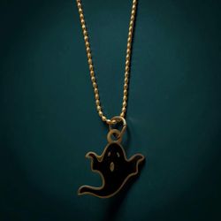 14k Gold Filled Ghost Charm Pendant Necklace