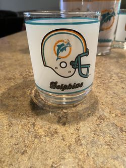 Vintage 1908’s Mobile NFL Miami Dolphins Frosted Cocktail Glasses-set Of 6