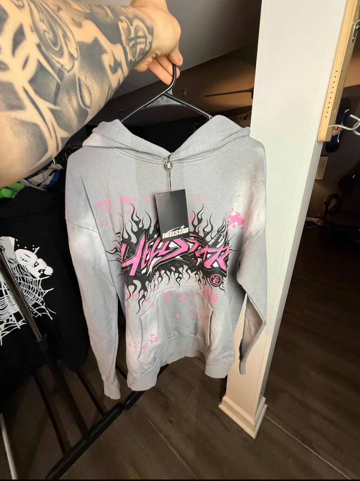 pink and grey hoodie 