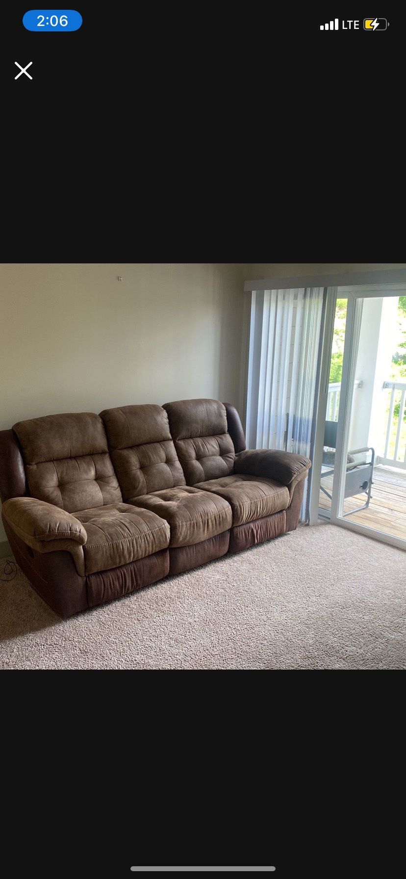 Brown reclining couch