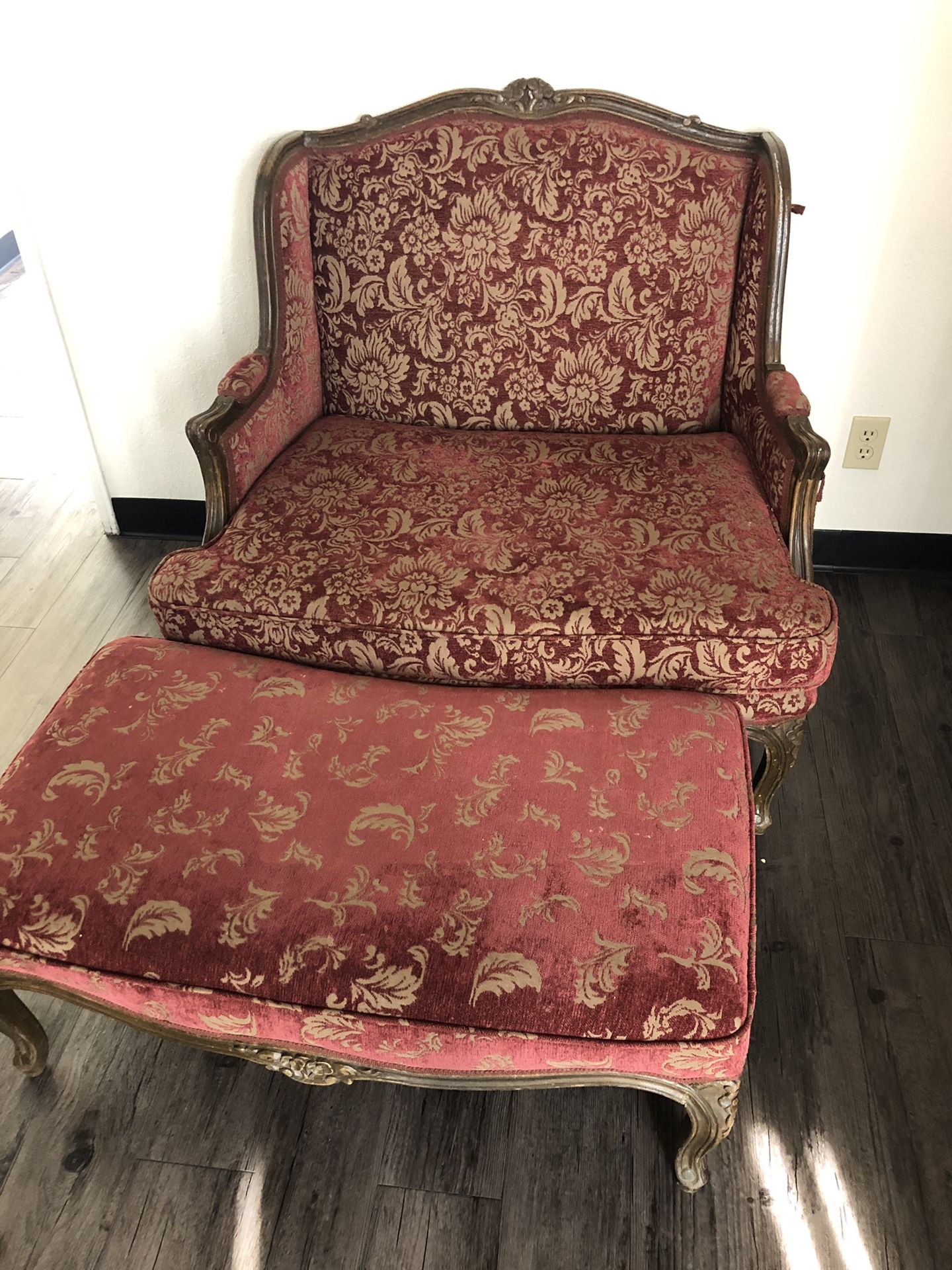 Antique chair/ottoman loveseat
