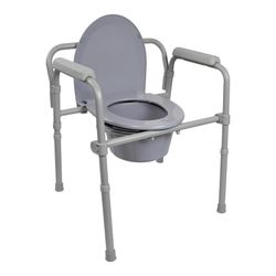 McKesson Folding Steel Frame Commode with 7.5 QT Bucket Toilet