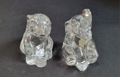 Vintage Lenox Fine Lead Crystal Figurine 1 Pair Of Elephants