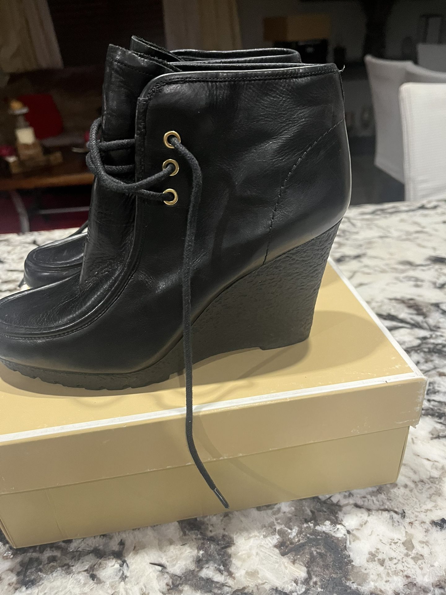 Women Leather Wedge Ankle Boots