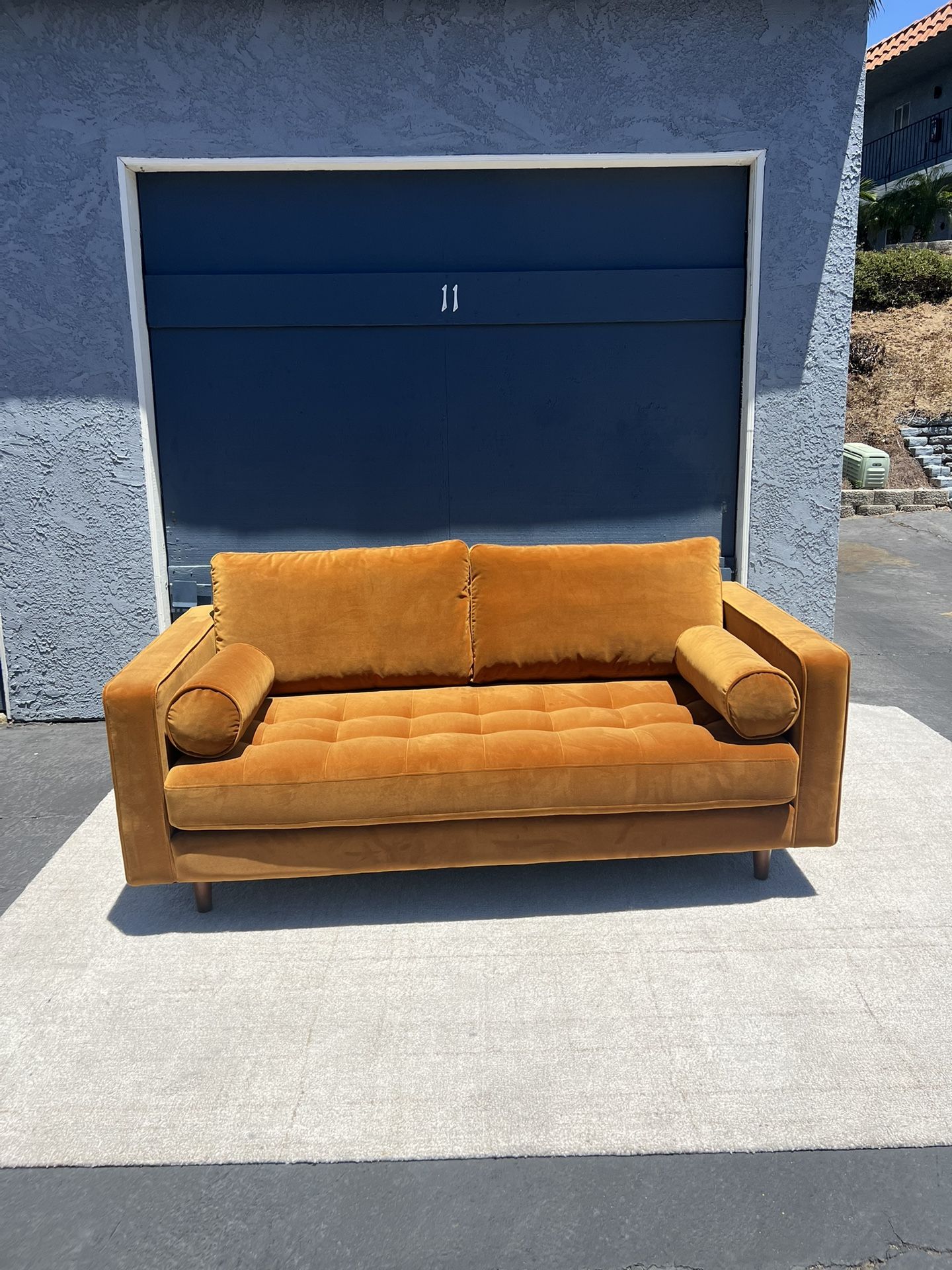 Article Sven Plush 72” Sofa – Pacific Ginger Velvet | Mid-Century Modern Sofa - Free Delivery!