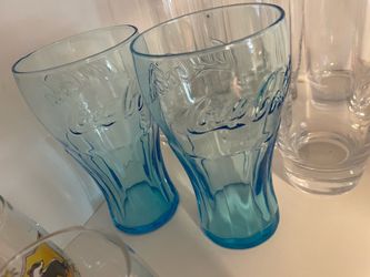 TWO Vintage Libbey Coca-Cola Coke 6" Glass Light Blue - Excellent Condition