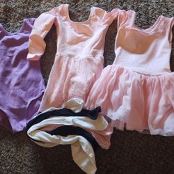 3 Toddler Ballet Leotards and 3 Pairs Of Tightd