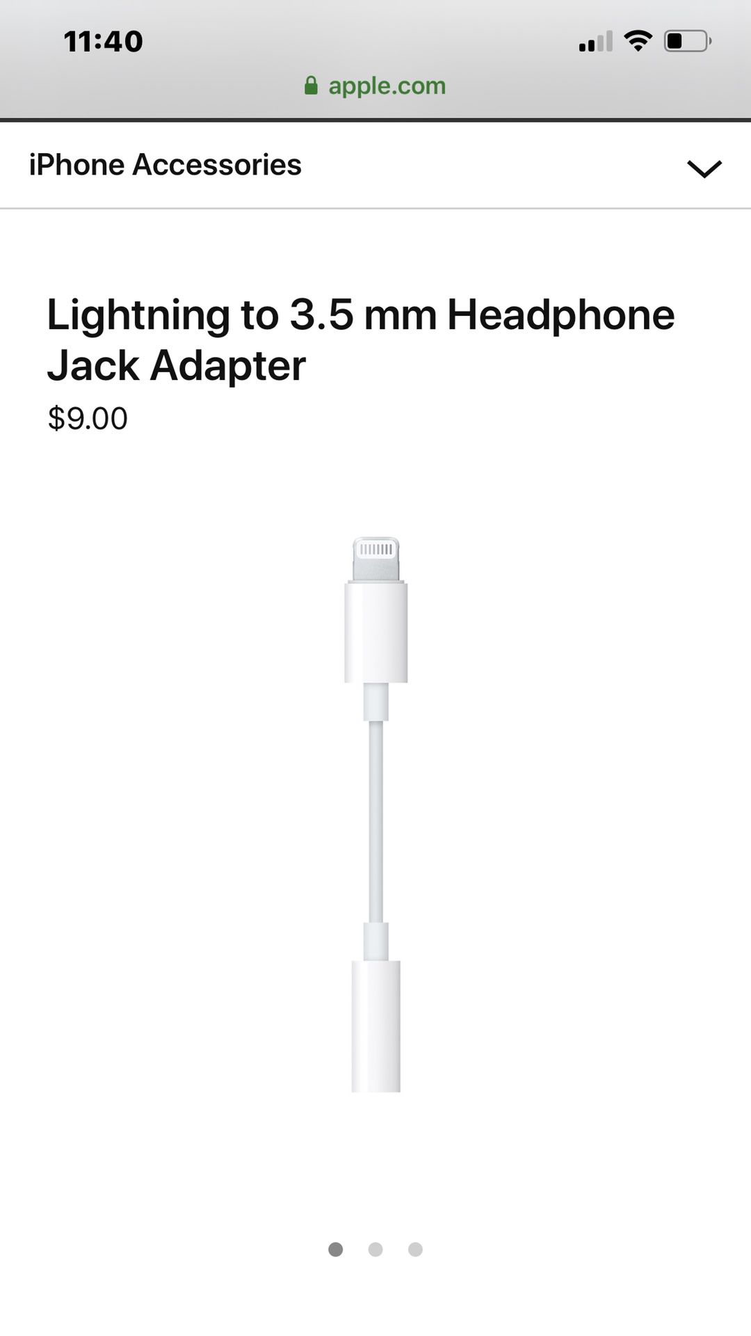 Lightning to 3.5 mm headphone jack adapter