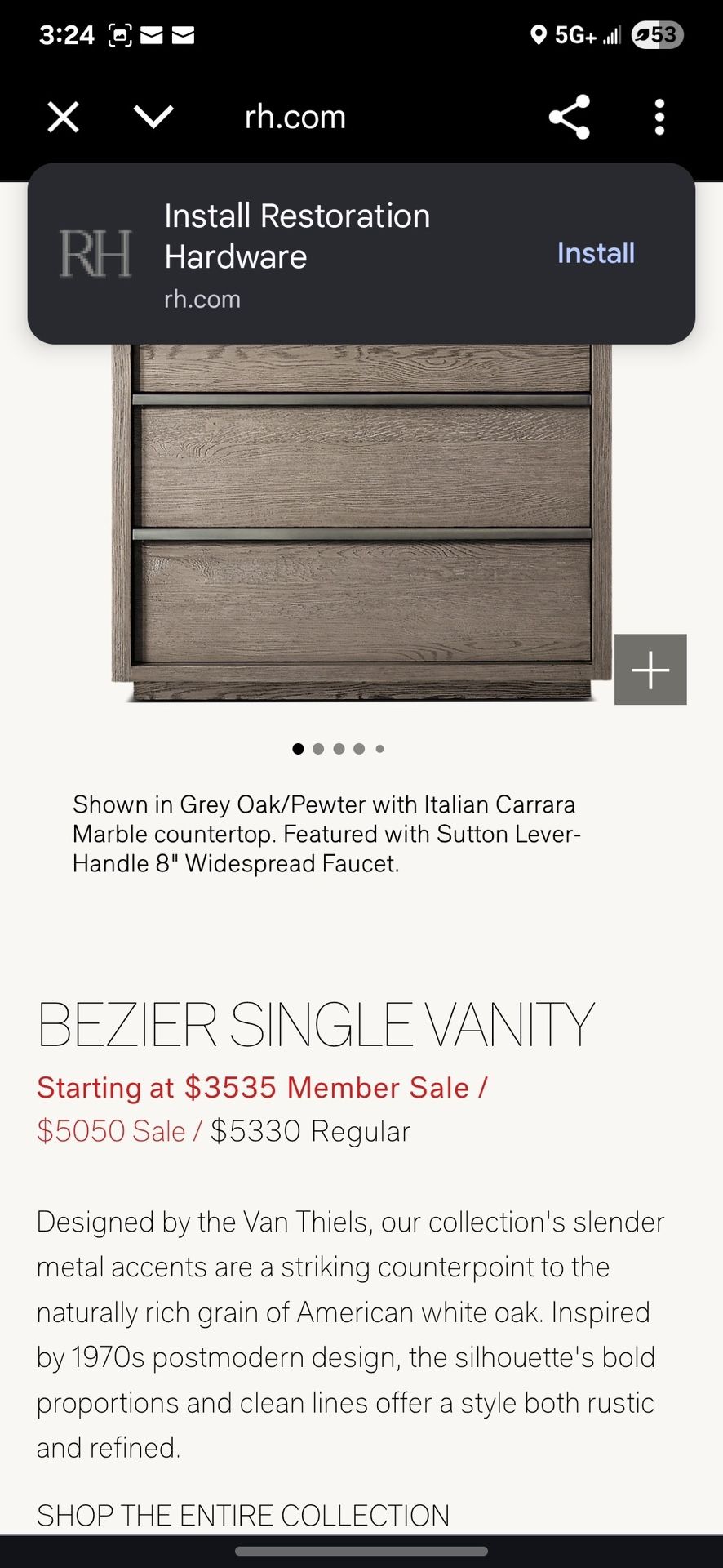 Bezier Single Vanity 