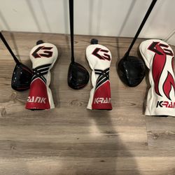 KRANK FIRE X DRIVER, KRANK FIRE 3 WOOD, KRANK FIRE 5 WOOD