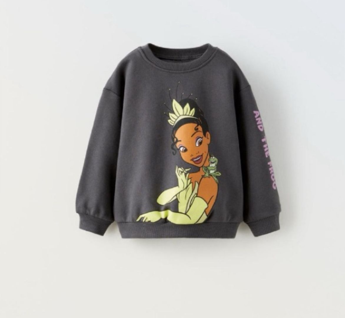 Zara: Disney Princess Tiana Gray Sweatshirt