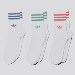 Adidas Mid Cut Crew Socks 3 Pack - Green, Red, Blue