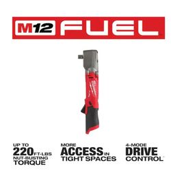Milwaukee
M12 FUEL 12V Lithium-Ion Brushless Cordless 1/2 in. Right Angle Impact Wrench with Pin Detent (Tool-Only)